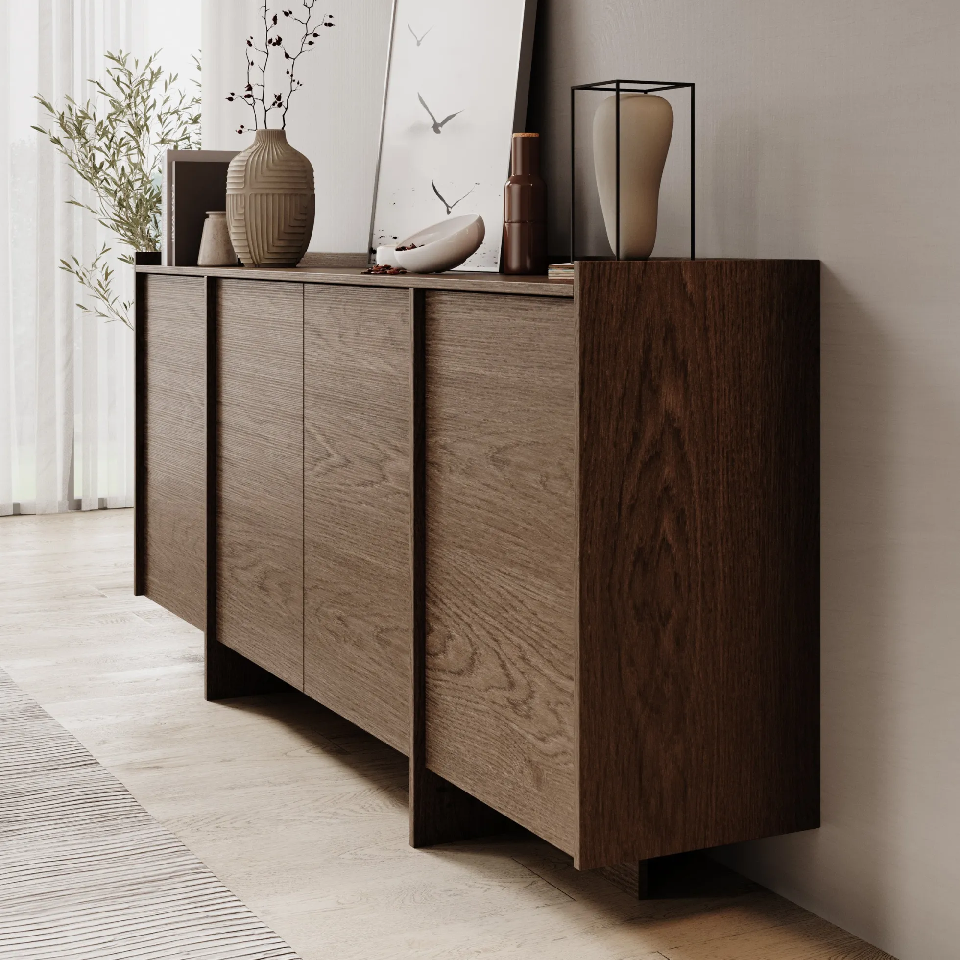 Jaxon - Dressoir - Donker eiken - 200x38x90 cm