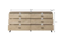 Jenny - Dressoir - Eiken/zwart - 181x40x84 cm
