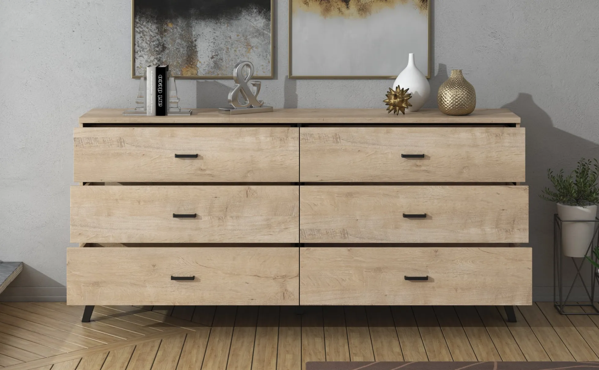 Jenny - Dressoir - Eiken/zwart - 181x40x84 cm