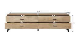 Jenny - TV-Meubel met 4 lades - Eiken - 181 cm