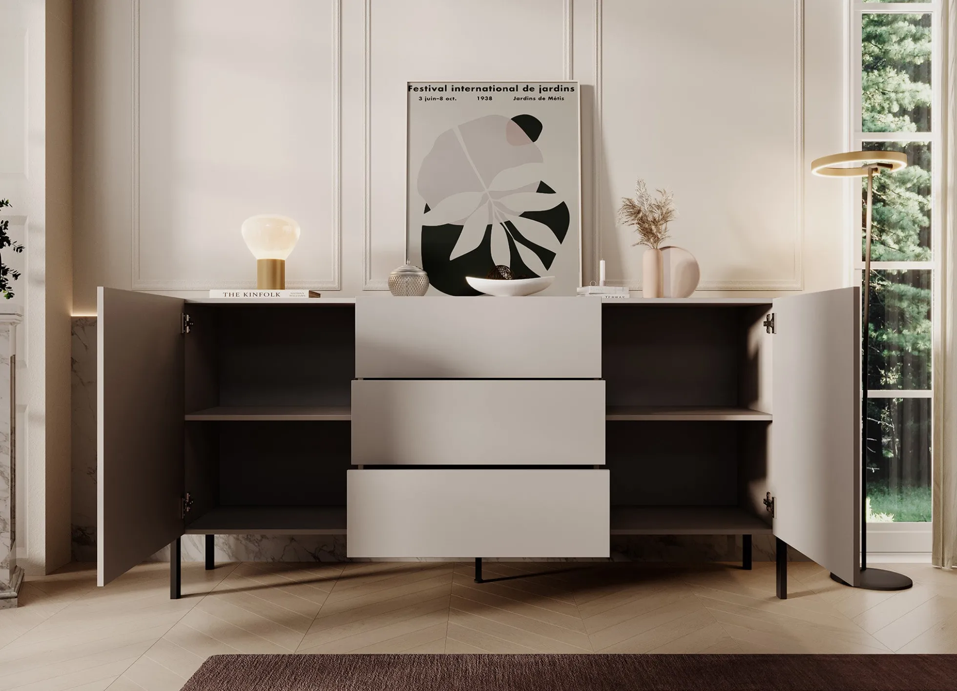 Jordy - Dressoir - Beige - 184x40x90 cm