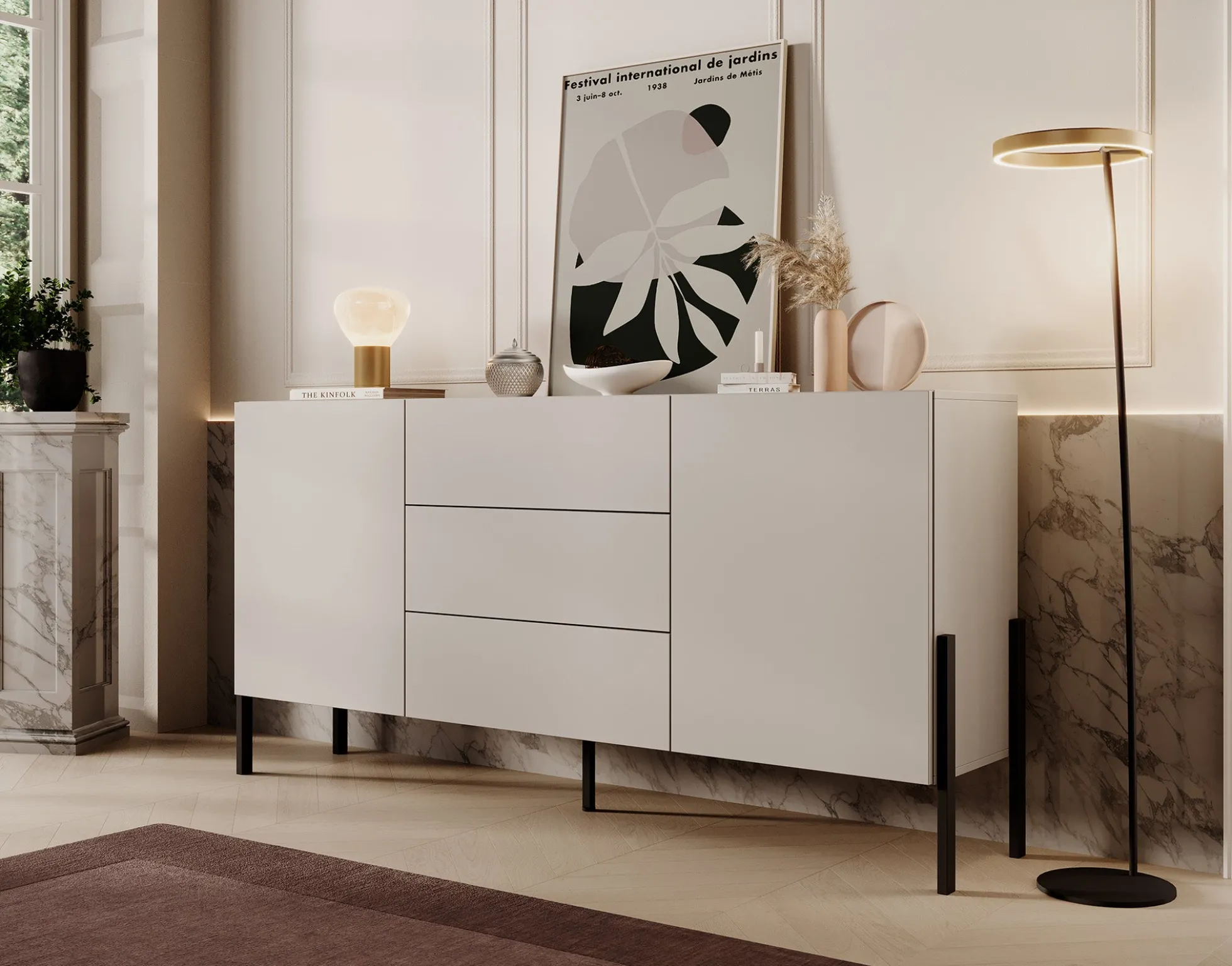 Jordy - Dressoir - Beige - 184x40x90 cm