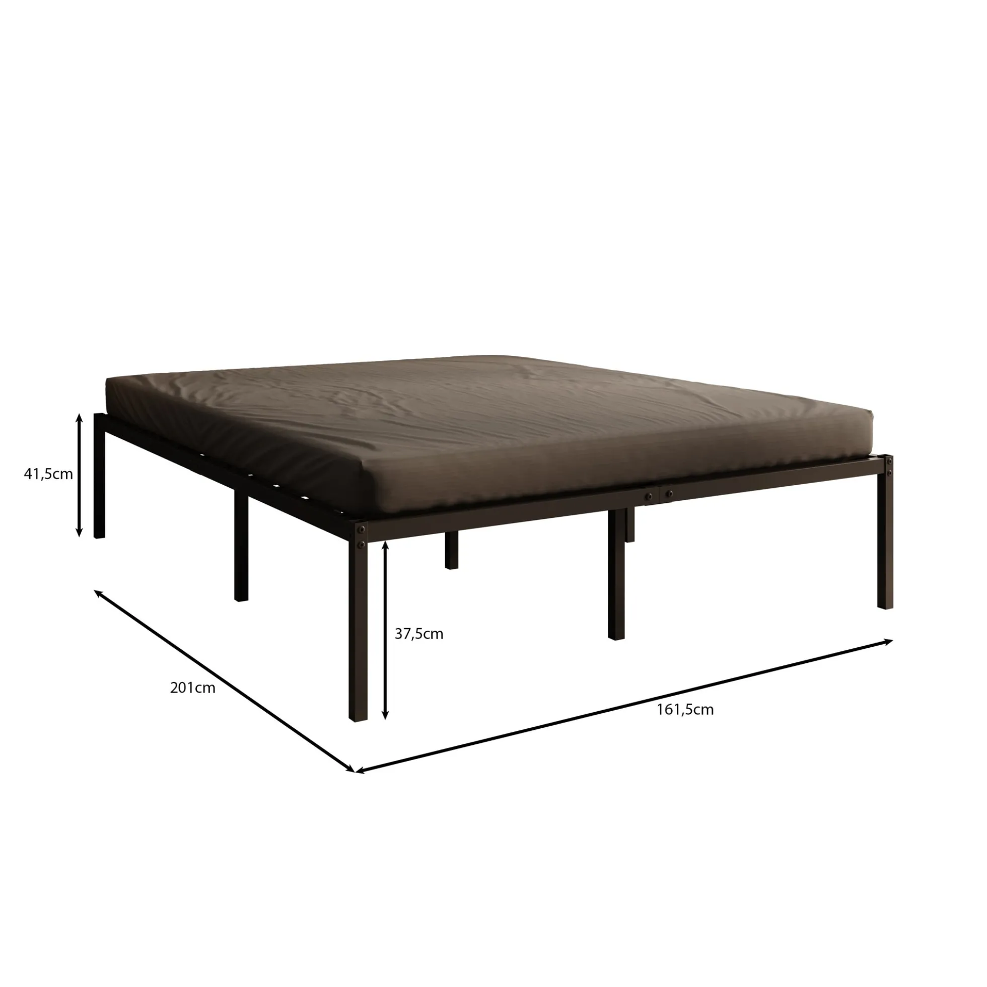 Justin - Tweepersoonsbed - Metaal zwart - 160x200 cm