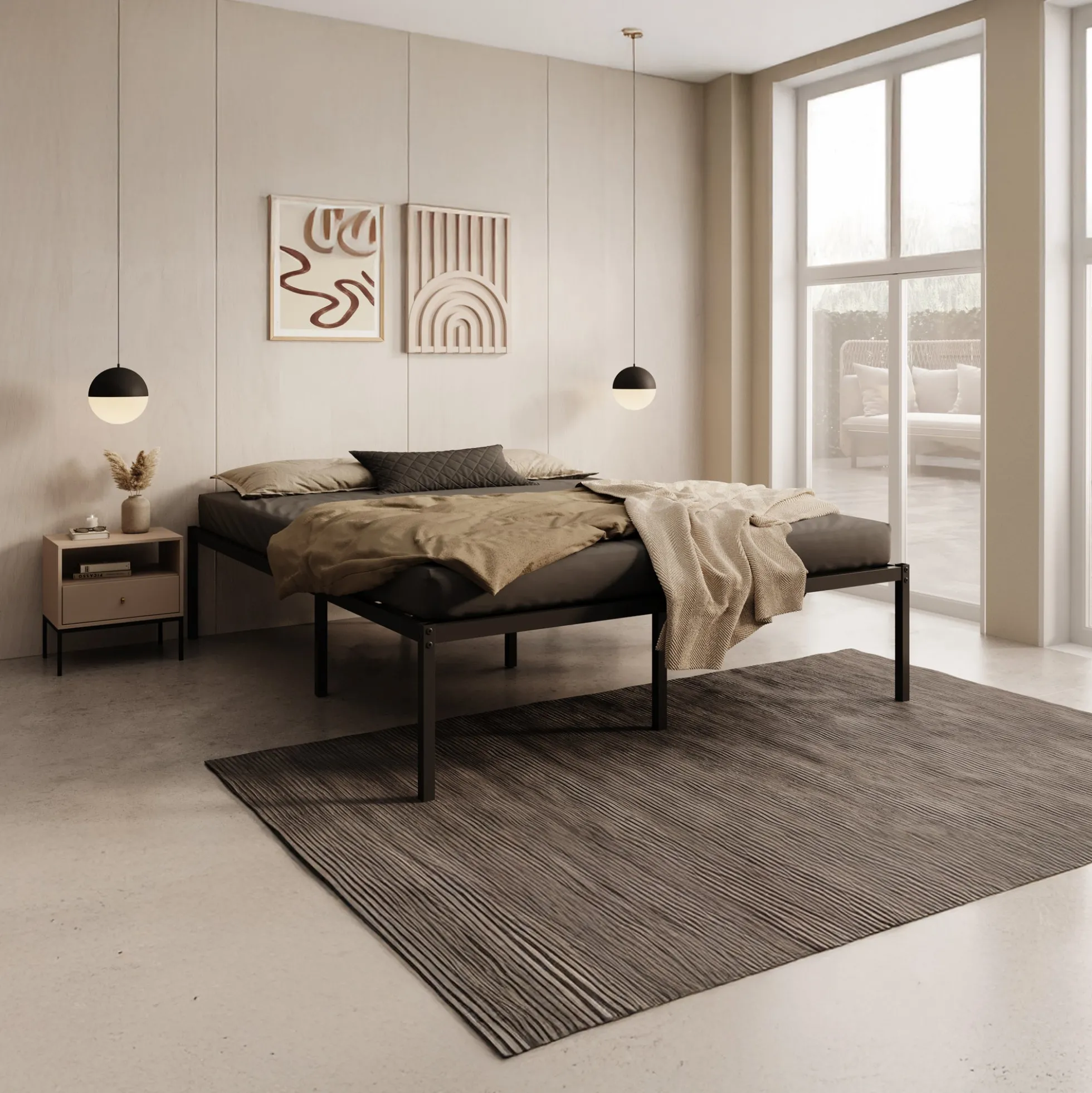 Justin - Tweepersoonsbed - Metaal zwart - 160x200 cm
