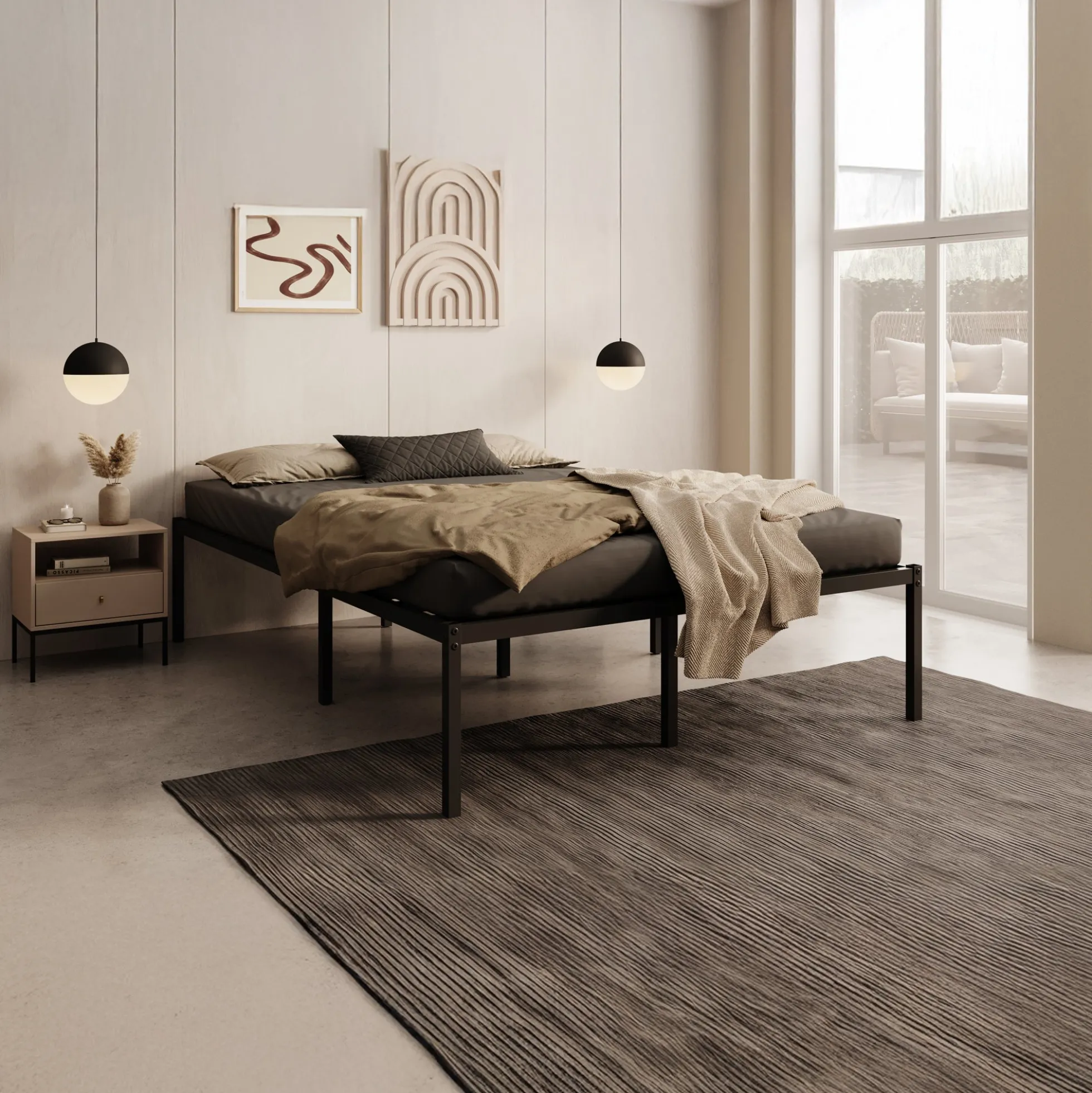 Justin - Tweepersoonsbed - Metaal zwart - 140x200 cm