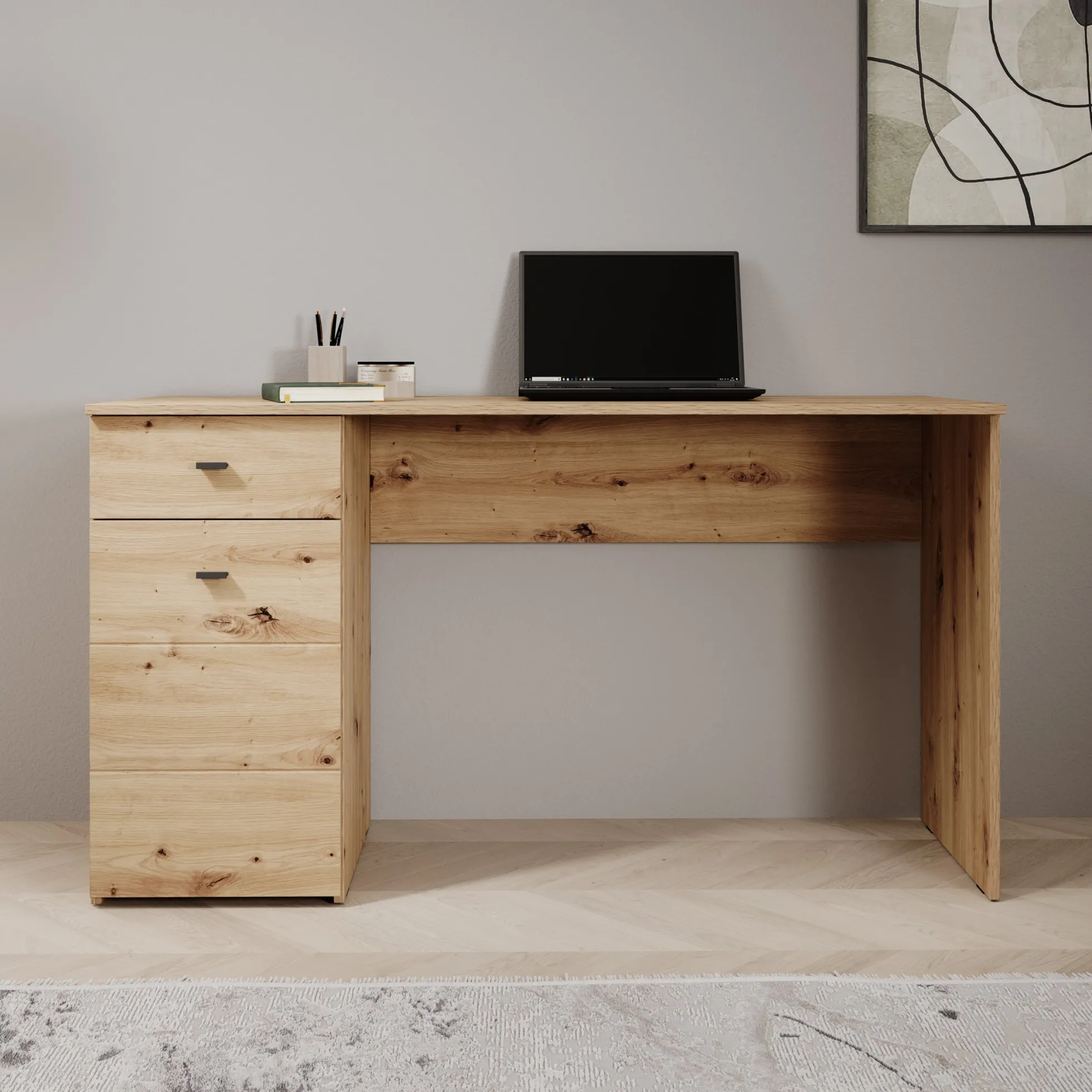 Kairo - Bureau - Eikenpatroon - 140x50x77 cm