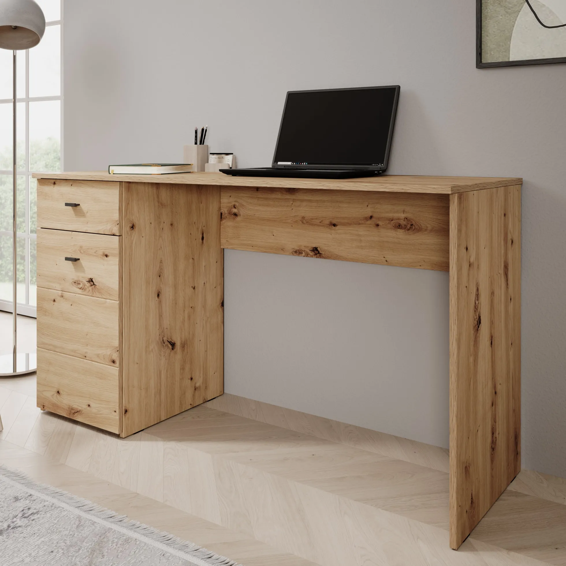 Kairo - Bureau - Eikenpatroon - 140x50x77 cm