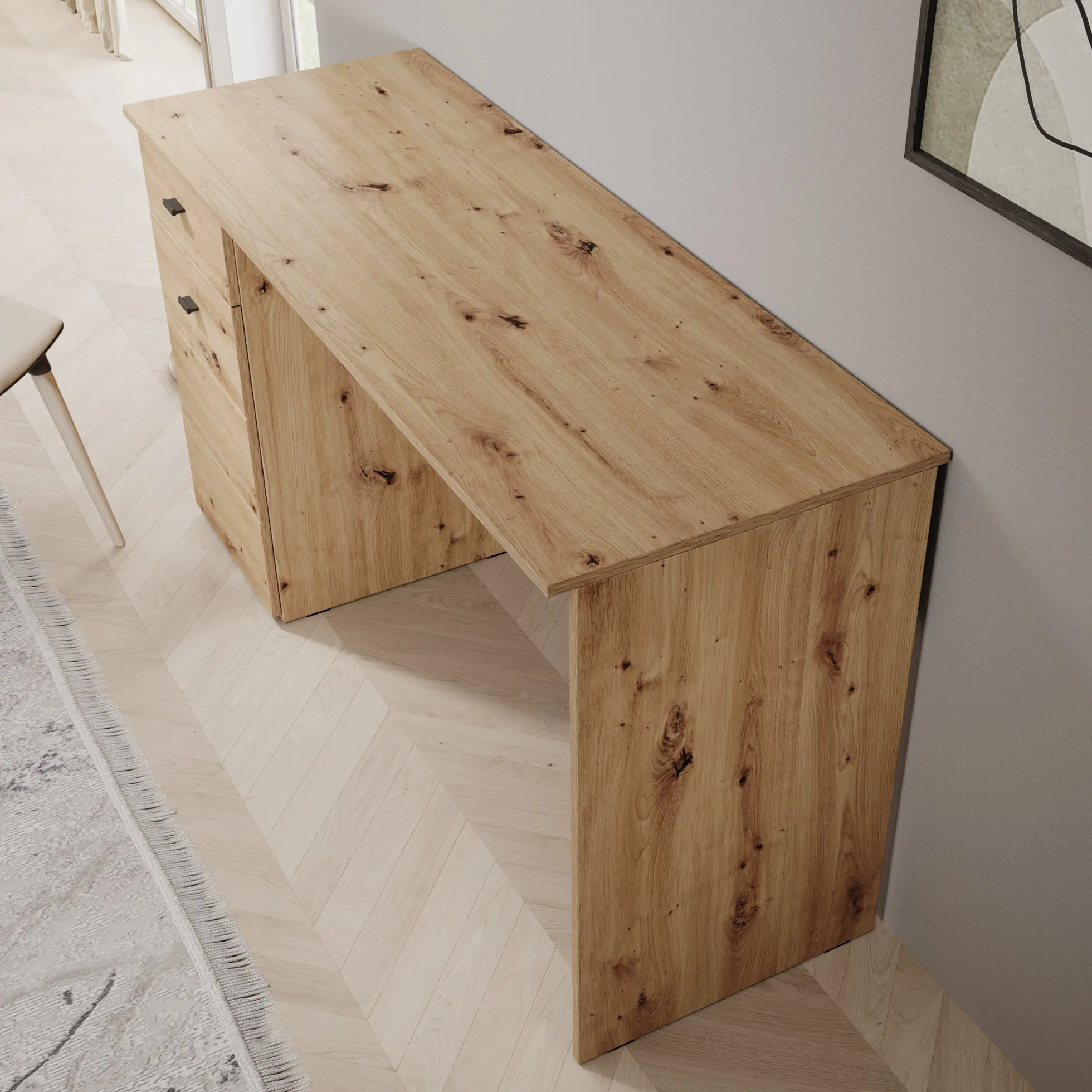 Kairo - Bureau - Eikenpatroon - 140x50x77 cm