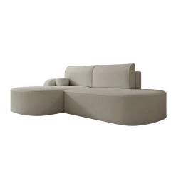 Kalero - Hoekbank 2-zits met chaise longue - Teddystof beige - Links