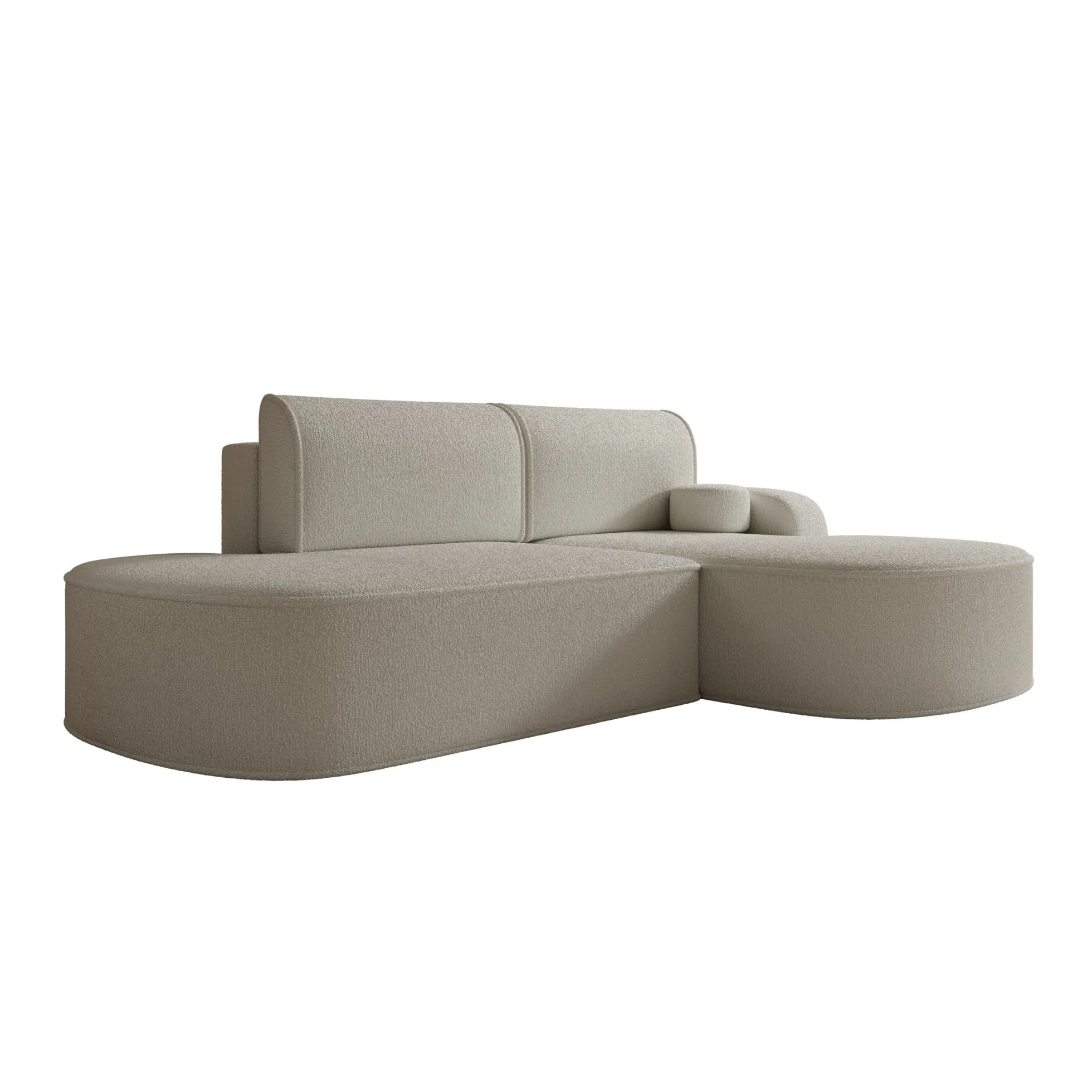 Kalero - Hoekbank 2-zits met chaise longue - Teddystof beige - Rechts