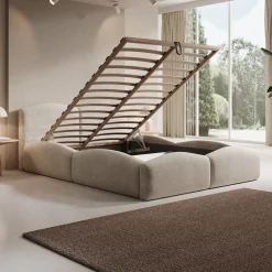 Kamfer - Tweepersoonsbed - Stof beige - 140x200 cm