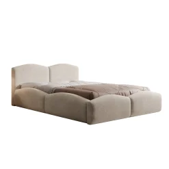 Kamfer - Tweepersoonsbed - Stof beige - 140x200 cm