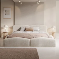 Kamfer - Tweepersoonsbed - Stof beige - 180x200 cm
