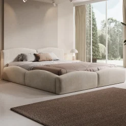 Kamfer - Tweepersoonsbed - Stof beige - 180x200 cm