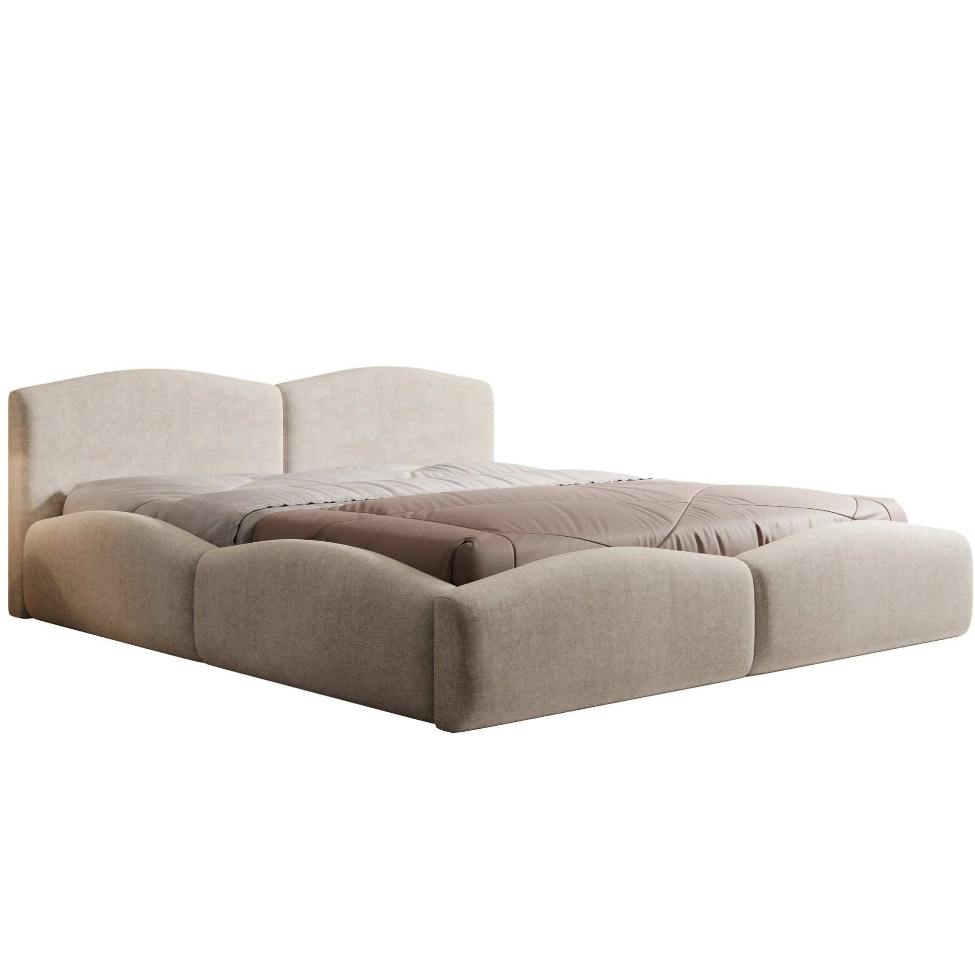 Kamfer - Tweepersoonsbed - Stof beige - 180x200 cm