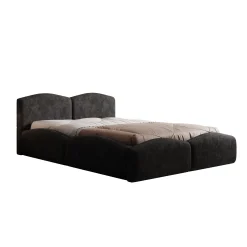 Kamfer - Tweepersoonsbed - Stof zwart - 140x200 cm