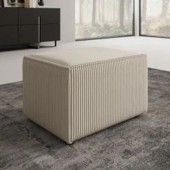 Kandahar - Poef - Ribstof beige - 60x45x38 cm
