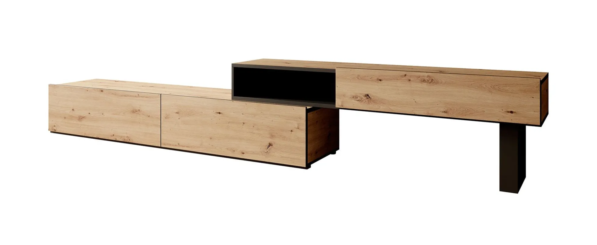 Kandelo - TV-Meubel met 2 deuren - Eiken/zwart - 300 cm
