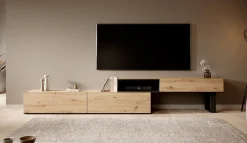 Kandelo - TV-Meubel met 2 deuren - Eiken/zwart - 300 cm