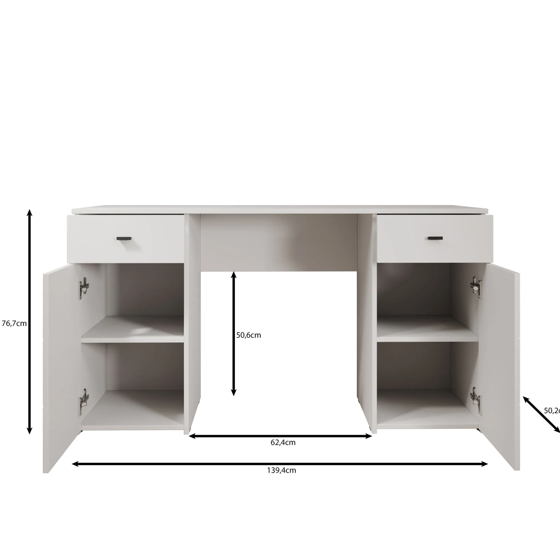 Kano - Bureau - Wit - 140x50x77 cm