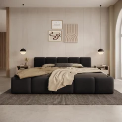 Karisma - Tweepersoonsbed met opbergruimte - Zwart velvet - 180x200 cm