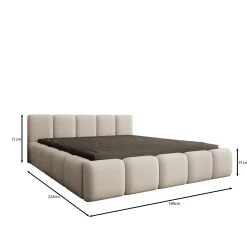 Karisma - Tweepersoonsbed met opbergruimte - Beige stof - 180x200 cm