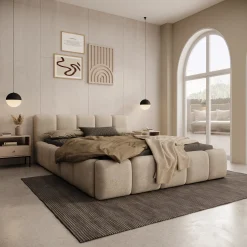 Karisma - Tweepersoonsbed met opbergruimte - Teddystof beige - 140x200