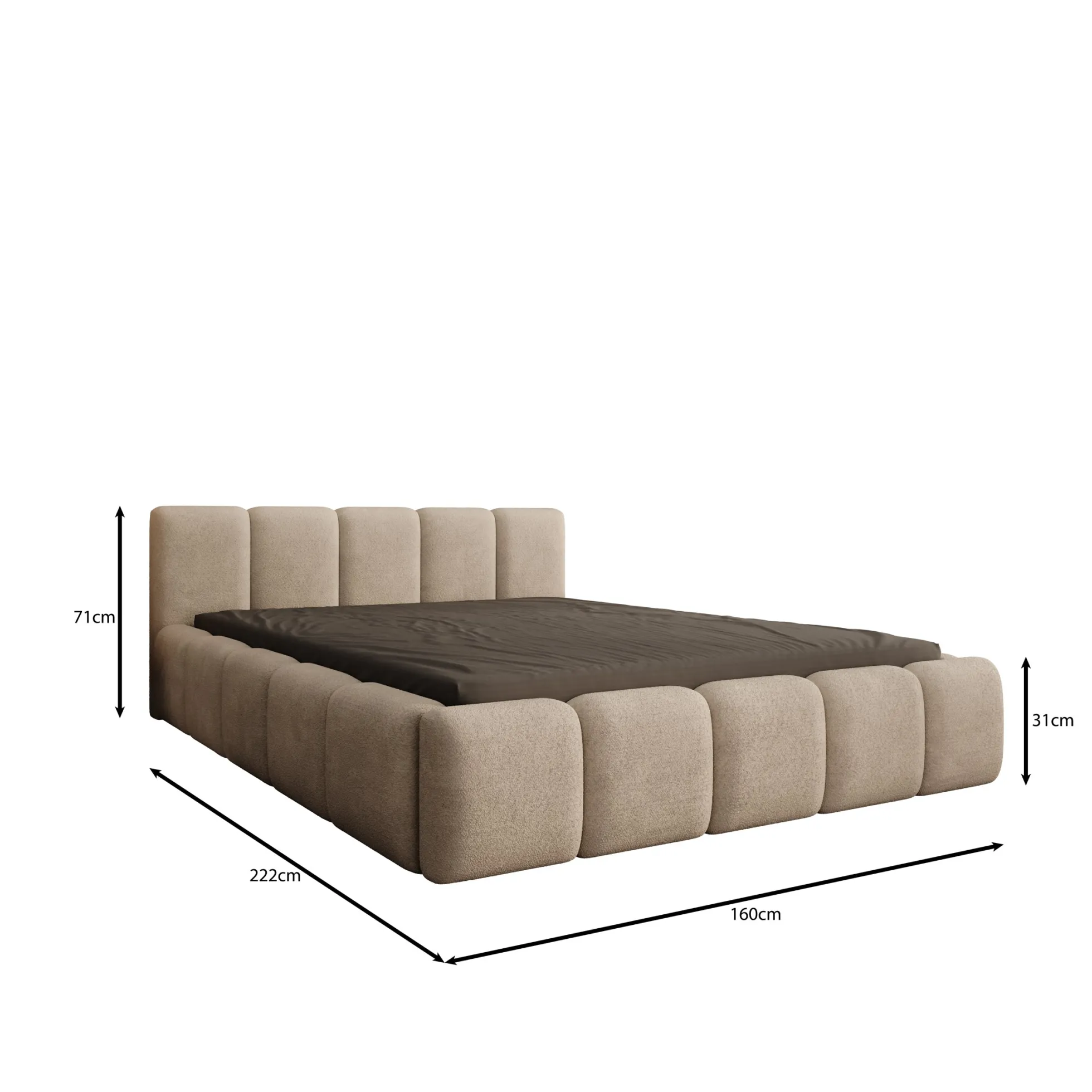 Karisma - Tweepersoonsbed met opbergruimte - Teddystof beige - 140x200