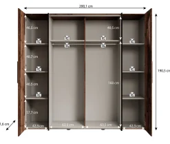 Kassel - Kledingkast met schuifdeuren - Old wood/grijs - 200x191x62 cm