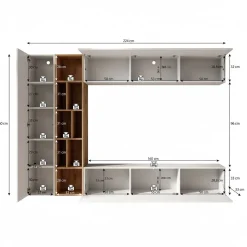 Kastila - Wandmeubel - Beige/Eikenpatroon - 224x33x160 cm