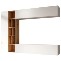 Kastila - Wandmeubel - Wit/eiken - 224x33x160 cm
