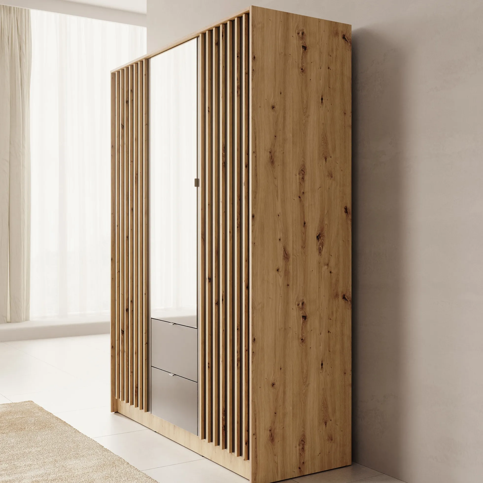 Kavalli - Kledingkast 3-deurs - Eikenpatroon - 151x55x201 cm