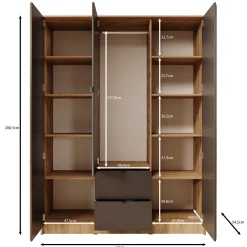 Kavalli - Kledingkast 3-deurs - Zwart - 151x55x201 cm