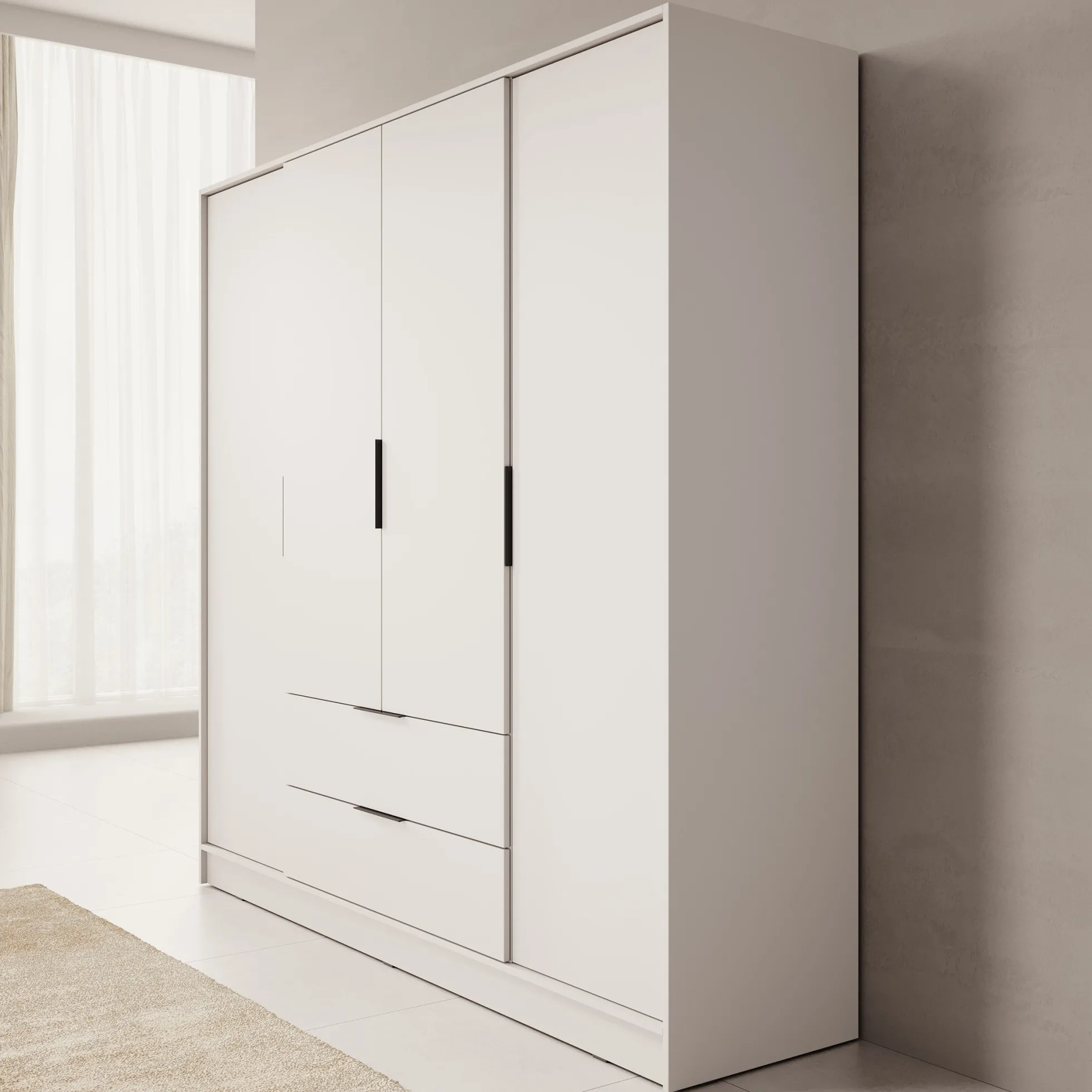 Kellan - Kledingkast 4-deurs - Beige - 206x51x200 cm