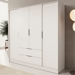 Kellan - Kledingkast 4-deurs - Beige - 206x51x200 cm