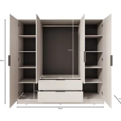 Kellan - Kledingkast 4-deurs - Beige - 206x51x200 cm