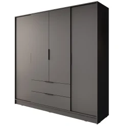 Kellan - Kledingkast 4-deurs - Grijs - 206x51x200 cm