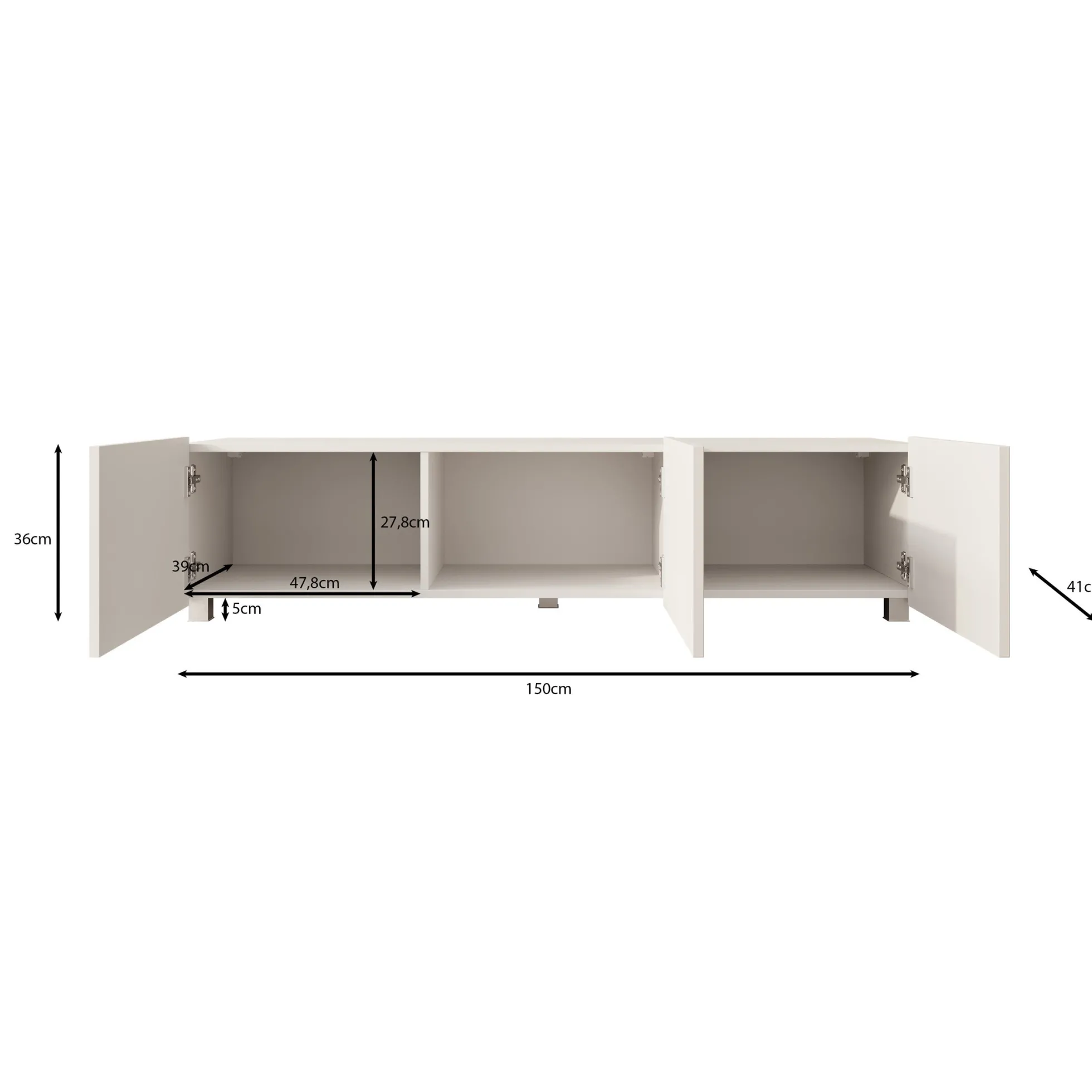 Kenderes - TV-Meubel - Beige - 150x41x38 cm