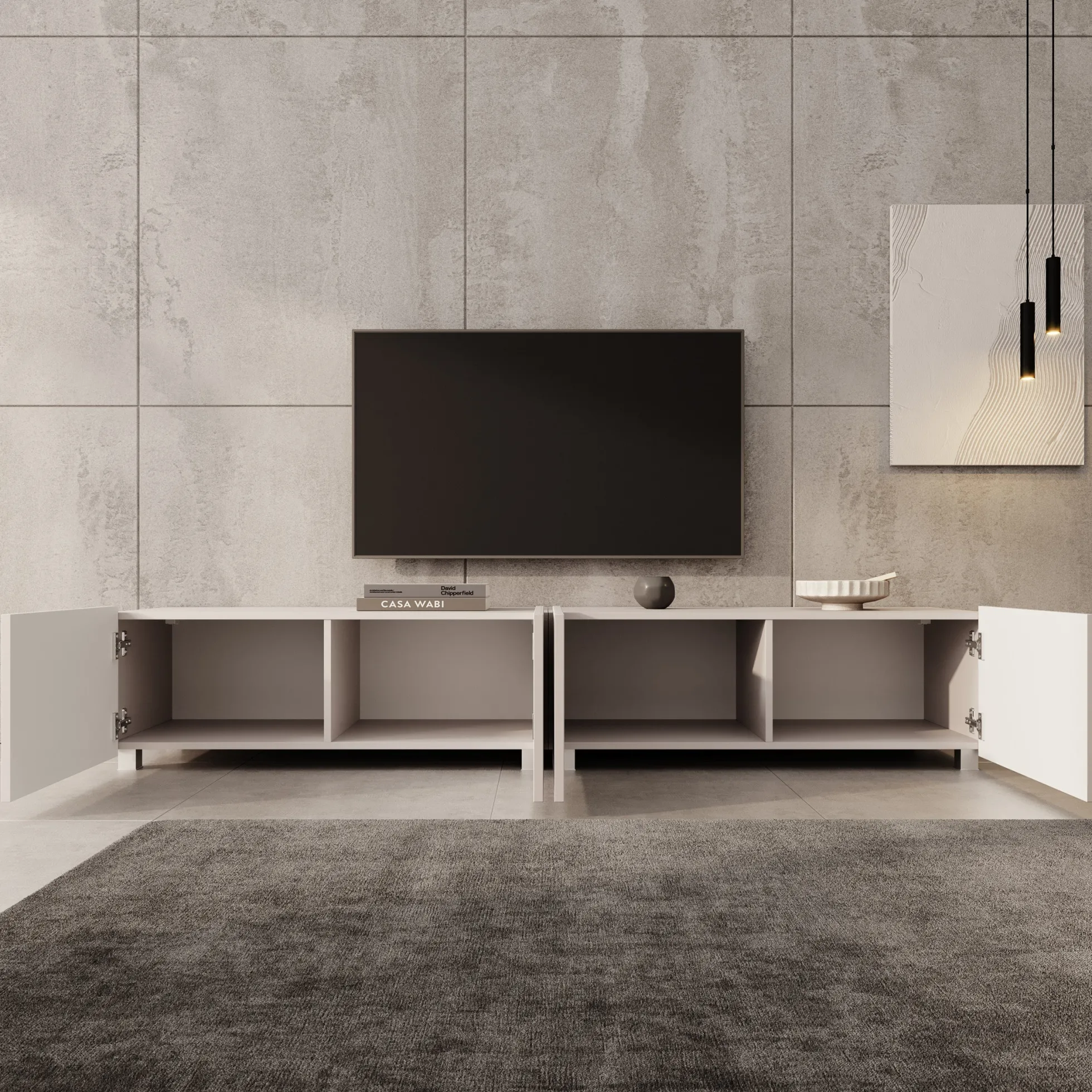 Kenderes - TV-Meubel - Beige - 200x41x38 cm