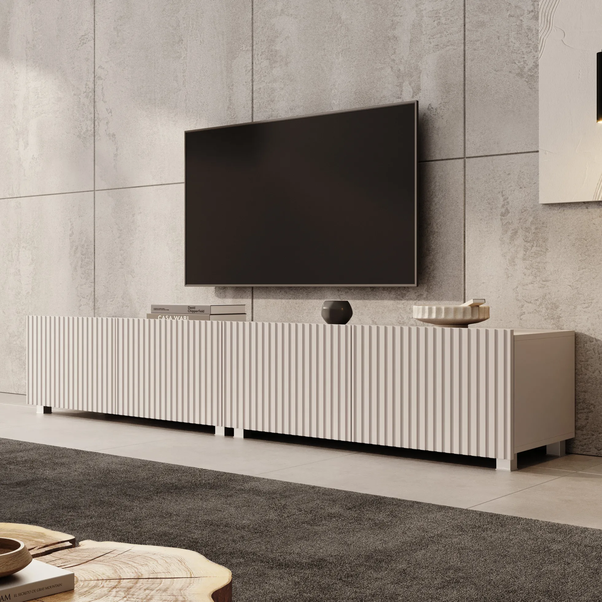Kenderes - TV-Meubel - Beige - 200x41x38 cm
