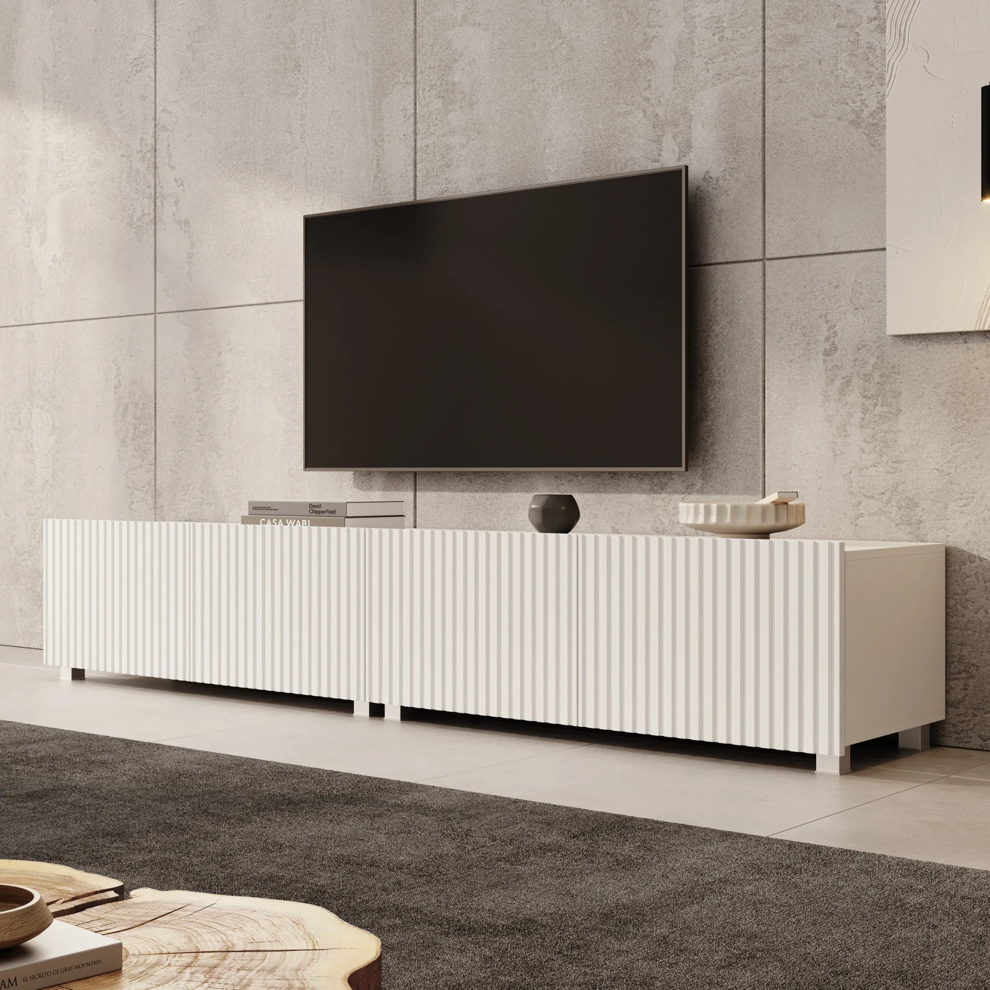 Kenderes - TV-Meubel - Wit - 200x41x38 cm
