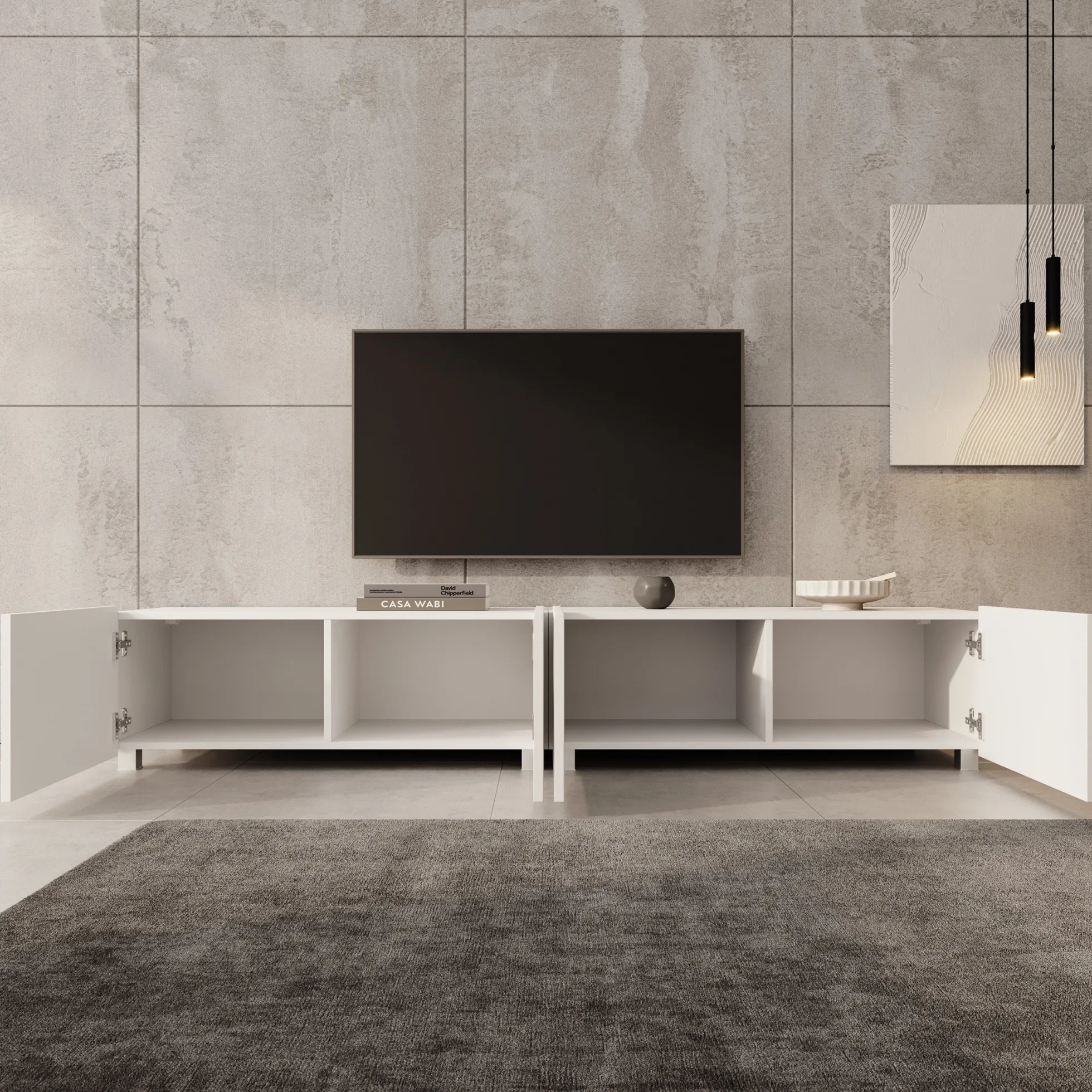 Kenderes - TV-Meubel - Wit - 200x41x38 cm
