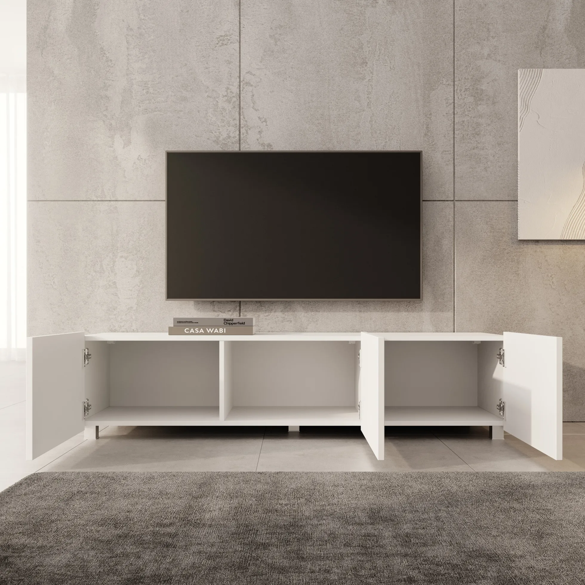 Kenderes - TV-Meubel - Wit - 150x41x38 cm