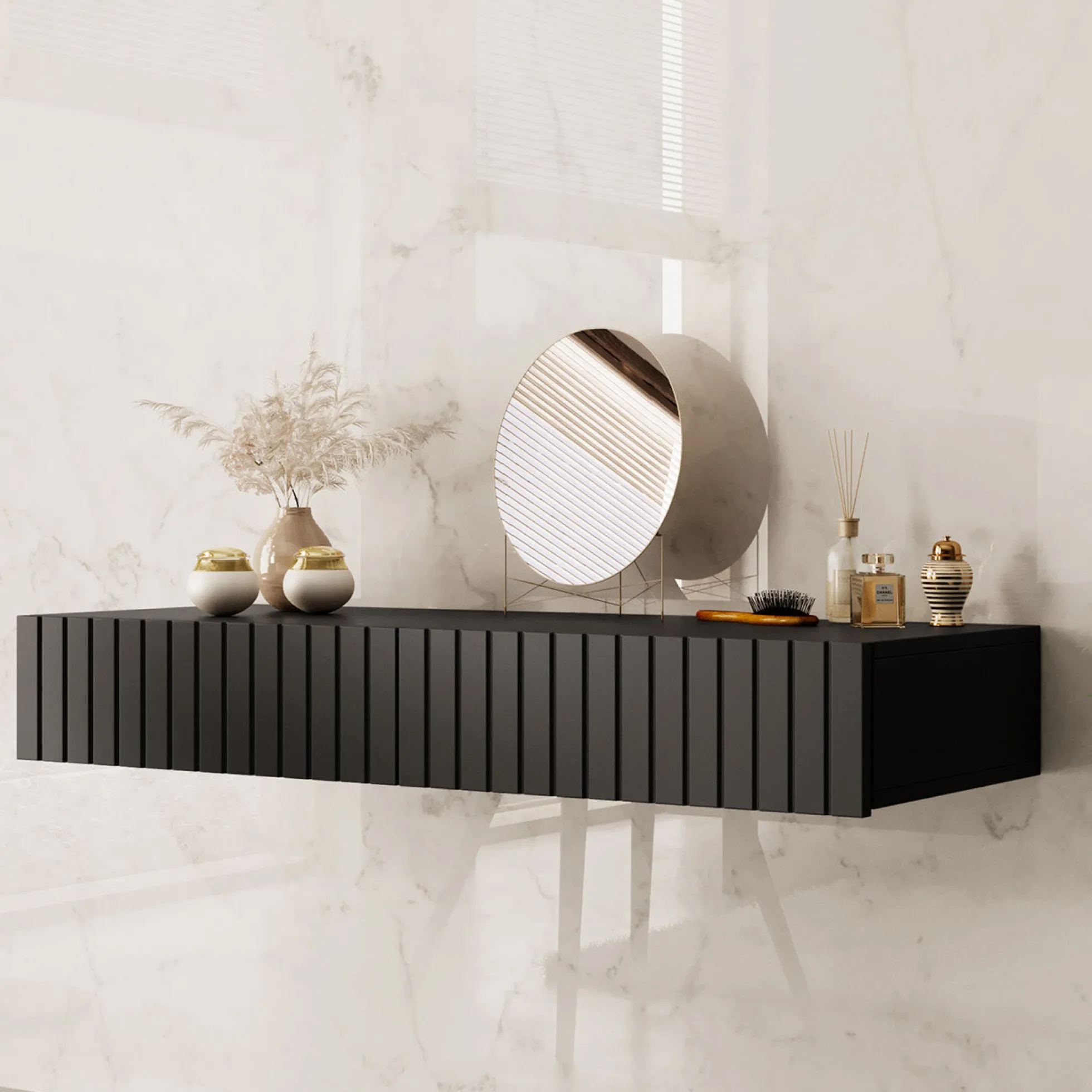 King - Kaptafel - Mat Zwart - 100x41 cm