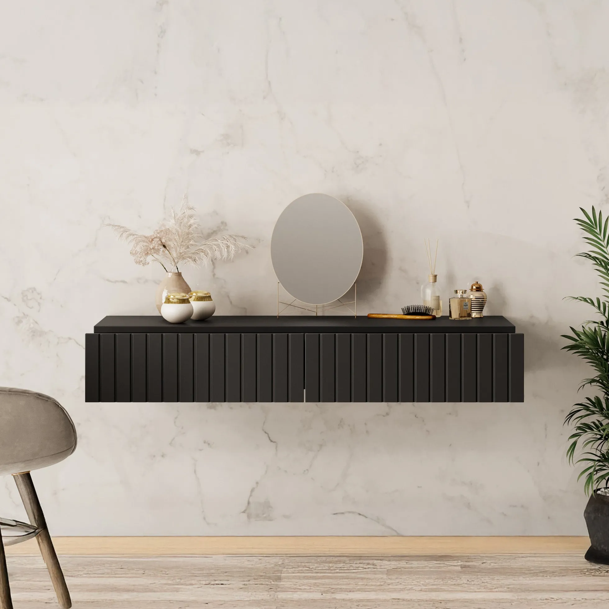 King - Kaptafel - Mat Zwart - 100x41 cm
