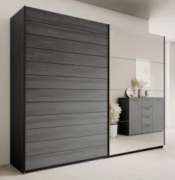 Kledingkast Gina - Antraciet eiken - 270 cm