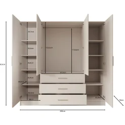 Komodo - Kledingkast met 4 deuren - Beige - 200x61x201 cm