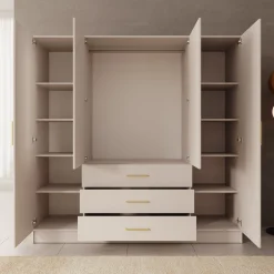 Komodo - Kledingkast met 4 deuren - Beige - 200x61x201 cm