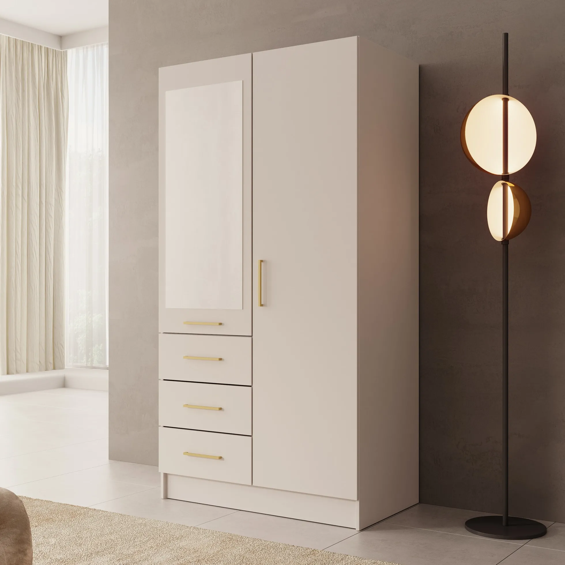 Komodo - Kledingkast met 2 deuren - Beige - 101x61x201 cm