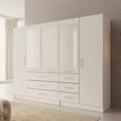 Komodo - Kledingkast met 5 deuren - Wit - 250x61x201 cm